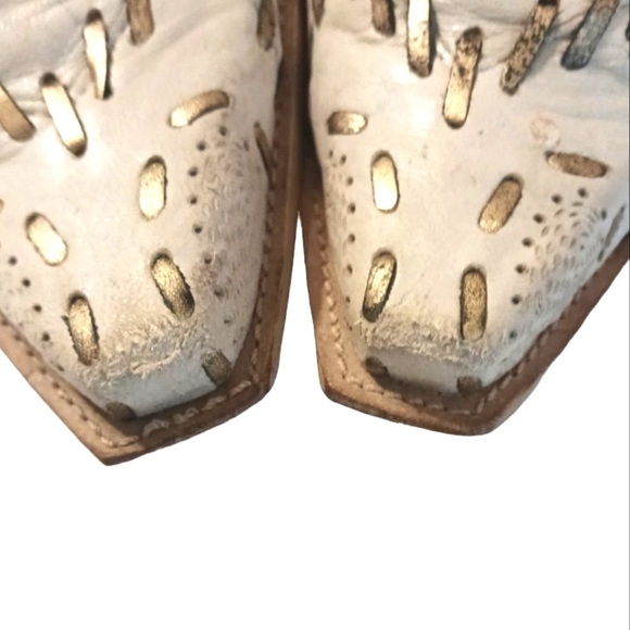 Vintage BCB Girls Western Style Leather Ankle Boot size 6 Bronze/Cream - Picture 9 of 11